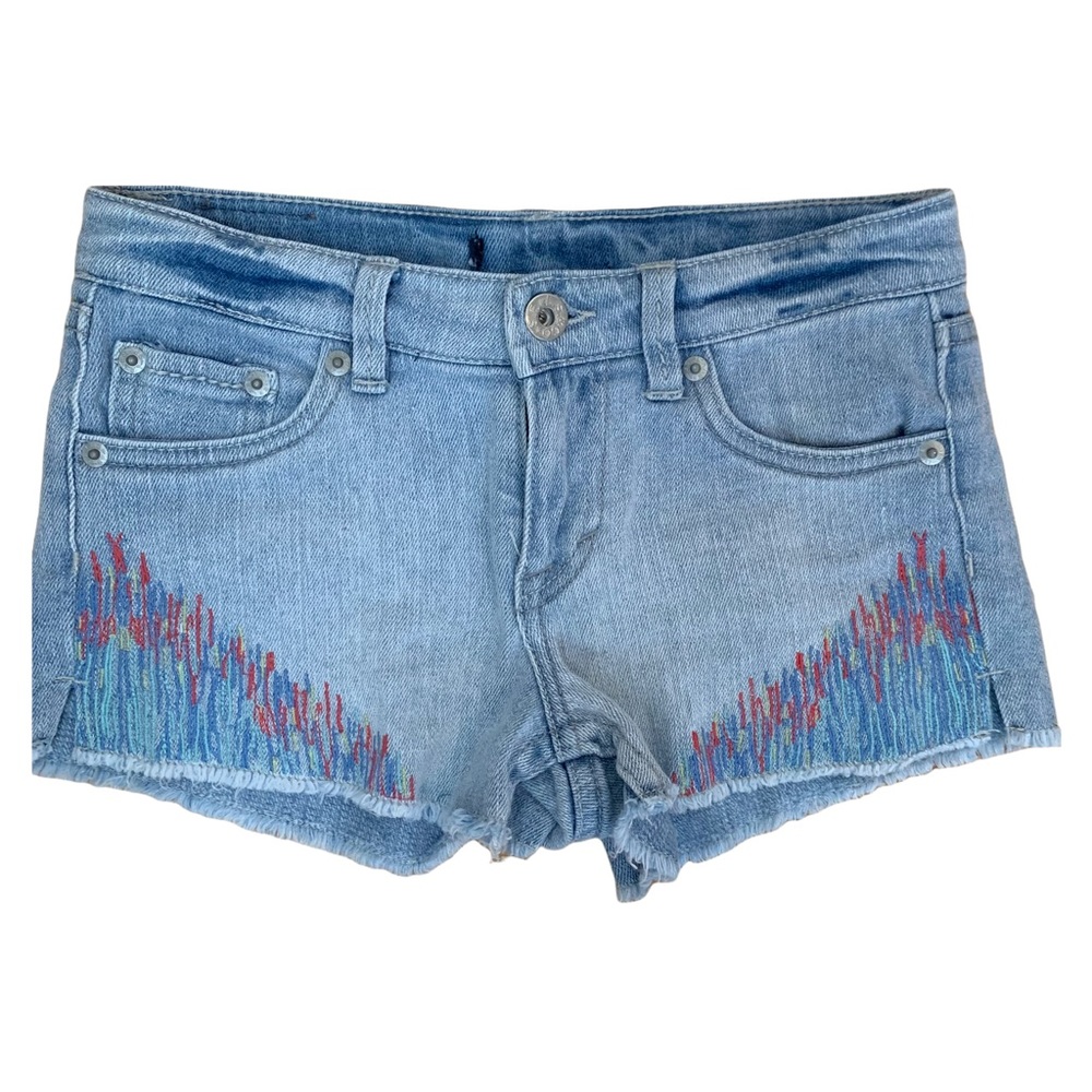 Levi’s Boho Light Wash Denim Shorts Embroidered Girls Size 10